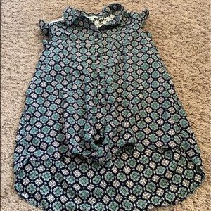 Navy Tank with Green flowers and lace back